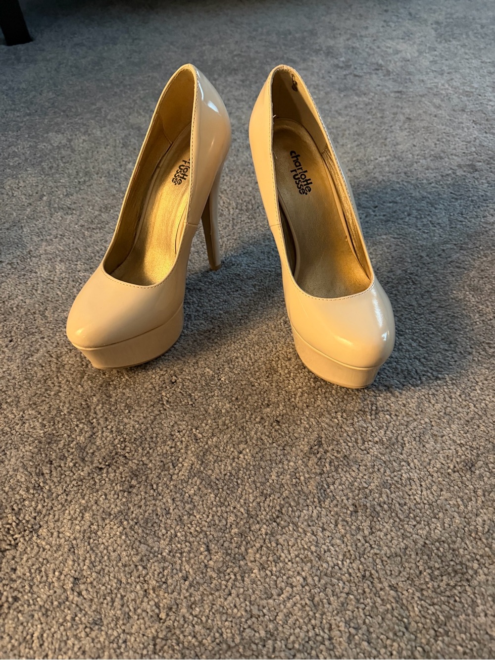 Charlotte Russe Cream Patent Platform Pumps
